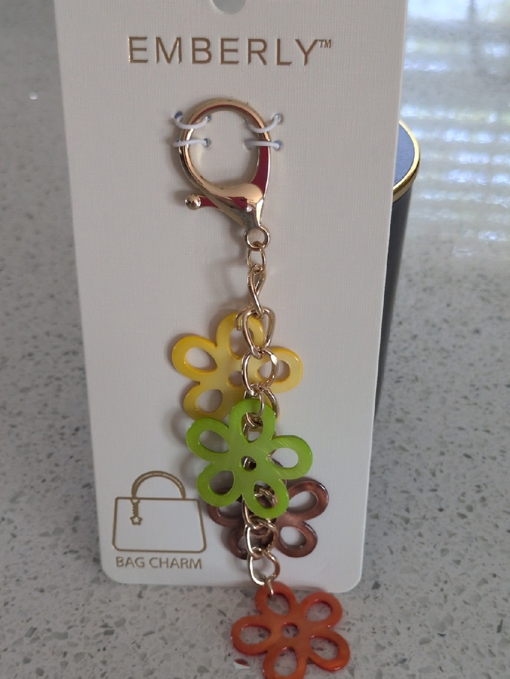 Multicolor Floral Bag Charm - Yellow, Green, Orange